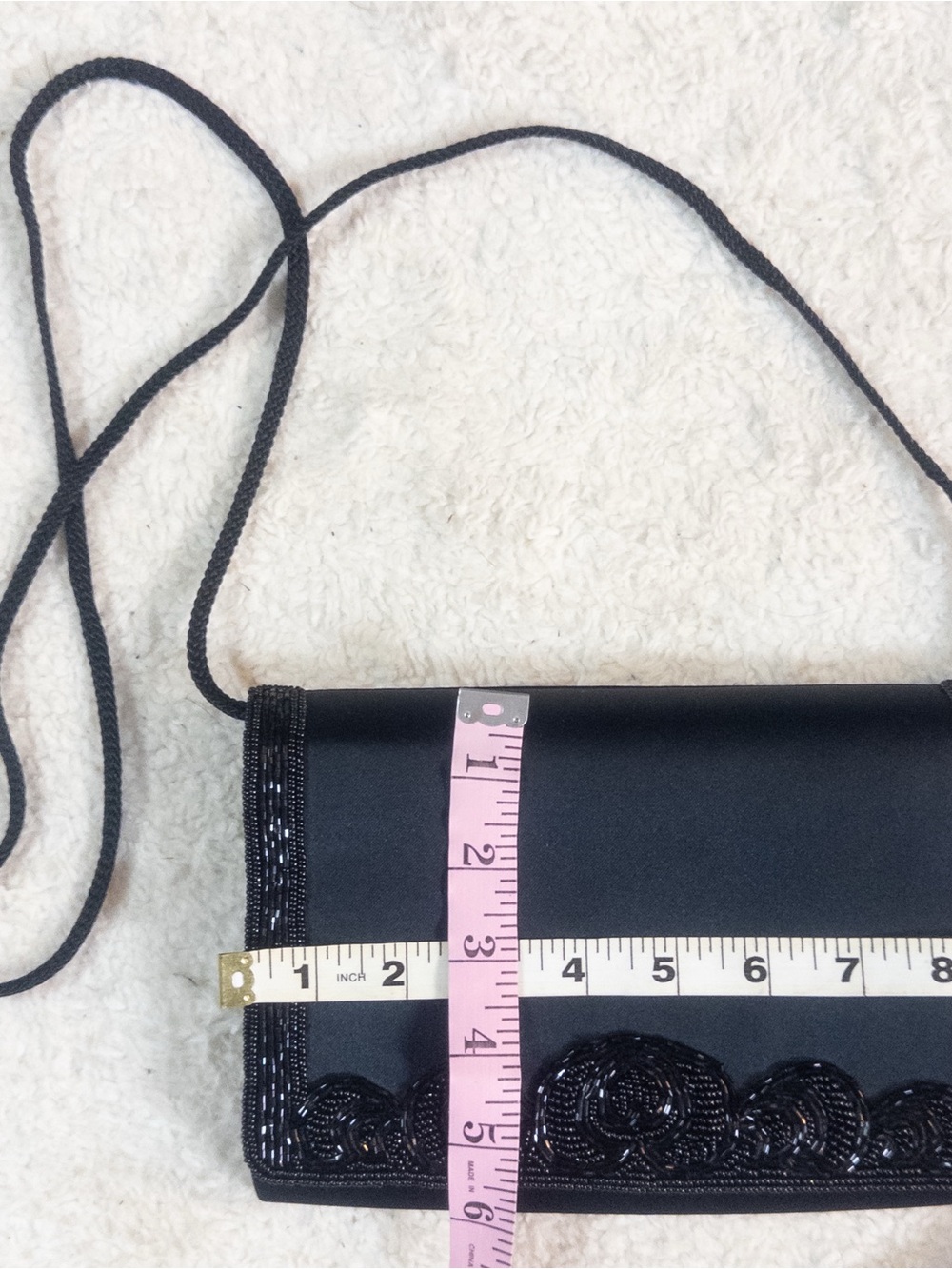 Vintage La Regale Black Beaded Evening Bag Clutch Purse Formal Cocktail - Picture 5 of 9